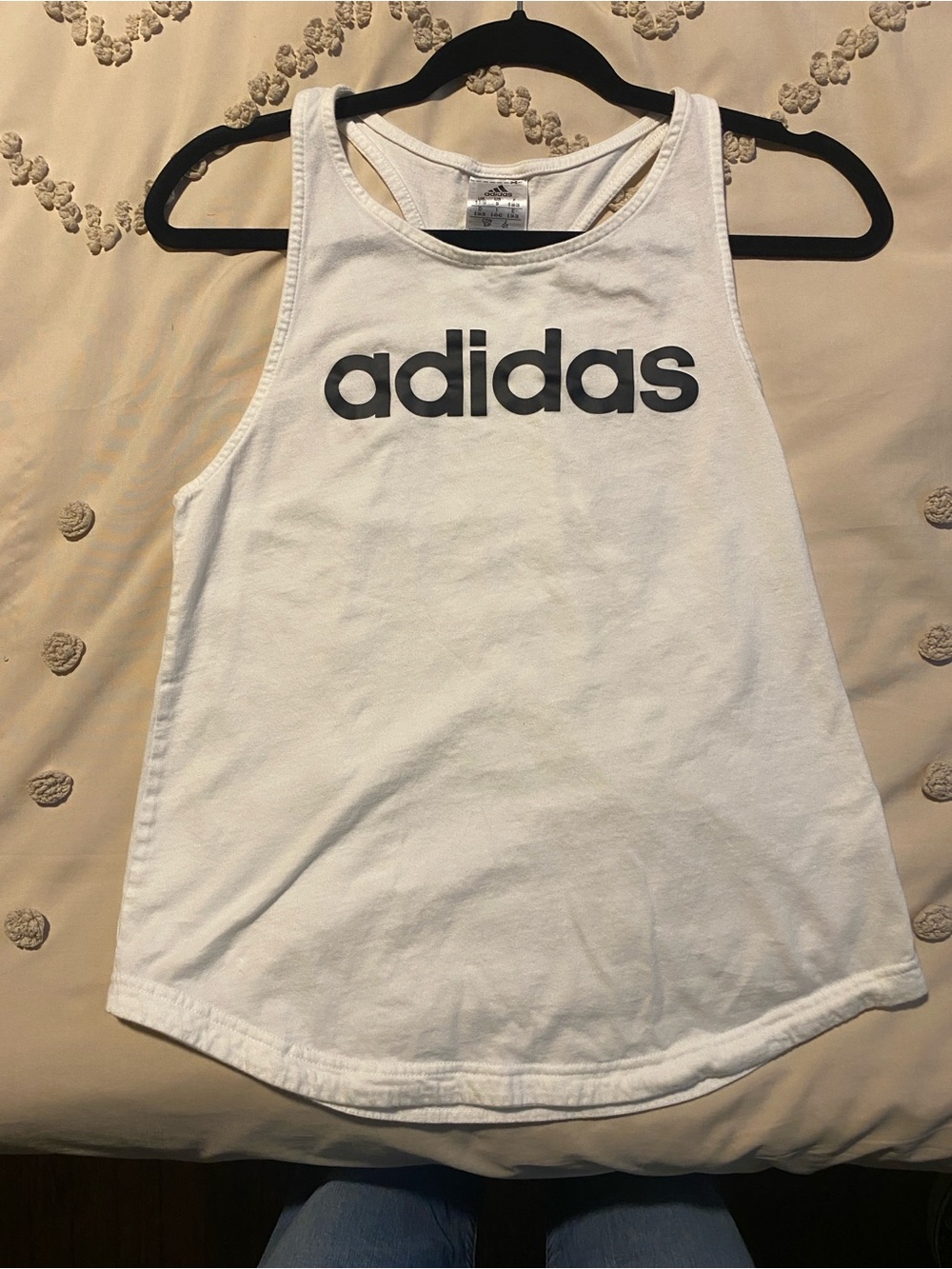 adidas White Tank Top with Black Logo